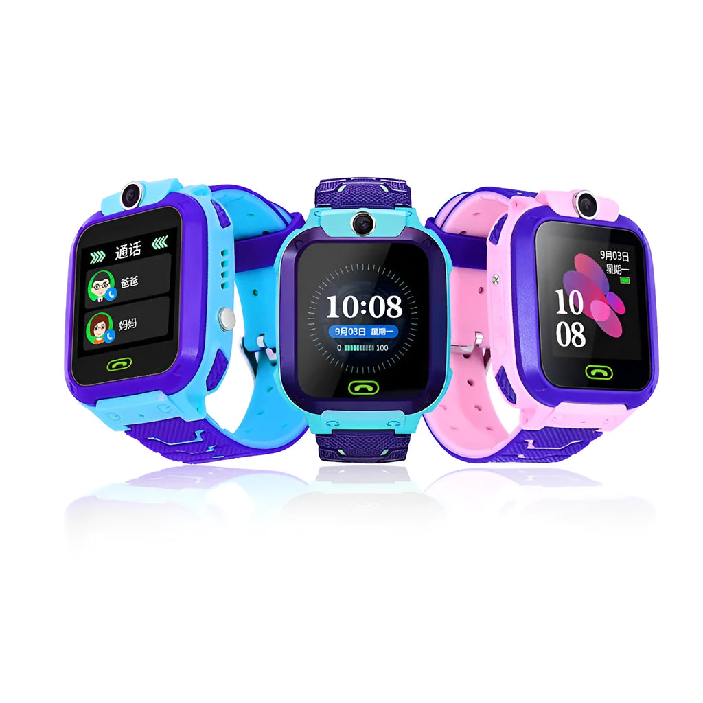 Blue children's waterproof smartwatch with 1.44-inch colour touch screen and silicone strap