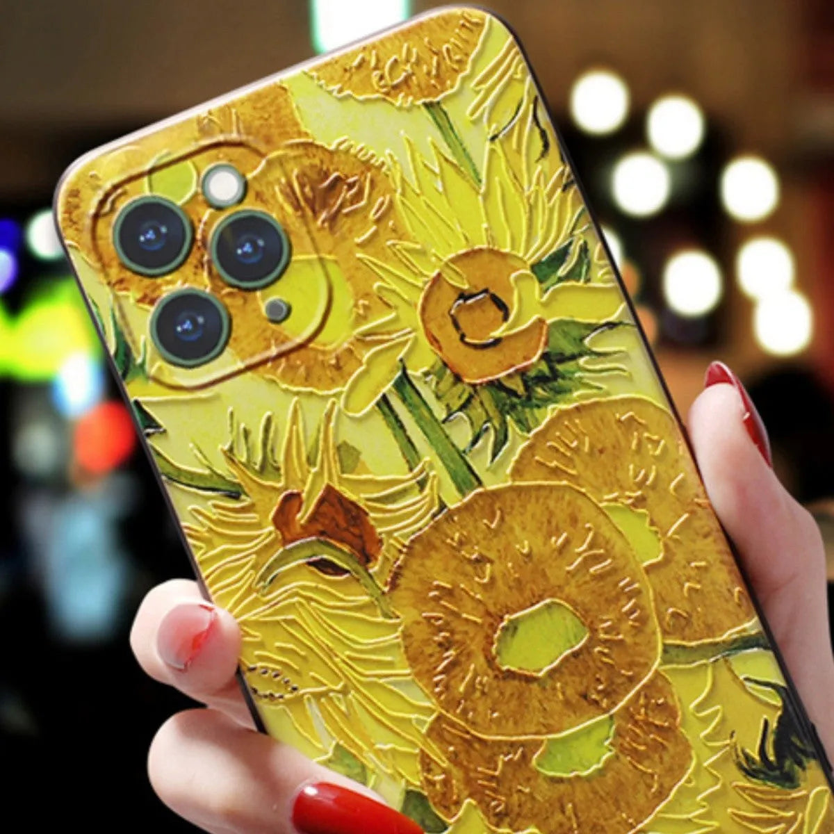 Van Gogh Starry Sky 3D soft TPU phone case for Apple iPhone, anti-drop protective cover.