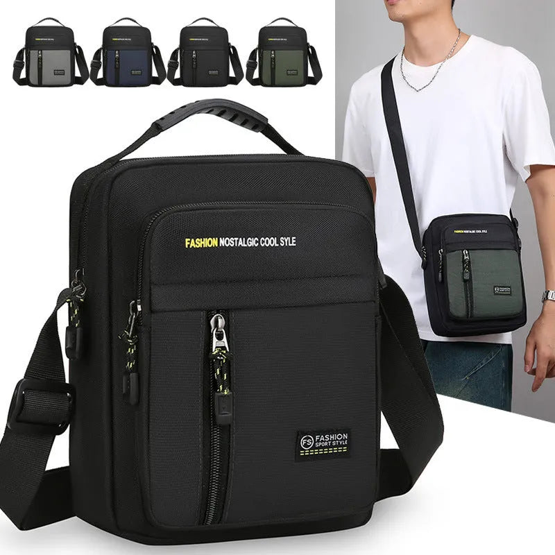 Men's casual outdoor nylon messenger bag in crossbody style with four colour options