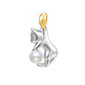 925 sterling silver clavicle chain necklace with cat charm pendant in electroplated finish
