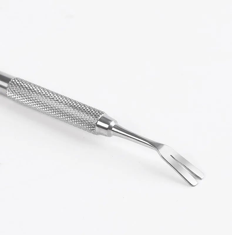 Silver stainless steel tick tweezers with fine-point tip for pet tick removal
