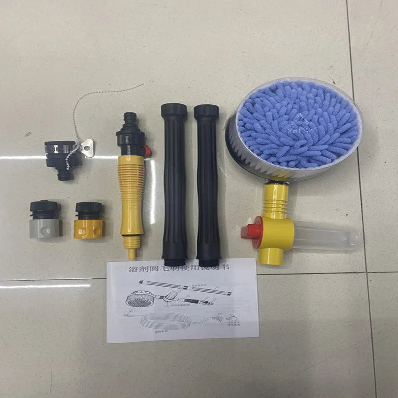 Yellow car wash mop with three-speed hydraulic gear and chenille brush material for vehicle cleaning