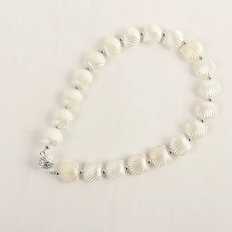Acrylic alloy magnetic snap bracelet in shell silver finish for curtains, 40cm length, modern simplicity style