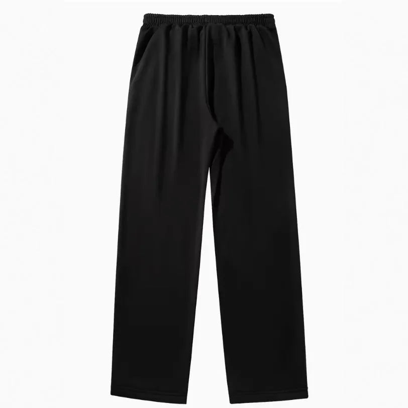 Straight sports pants in loose fit polyester with digital print, black on the back option