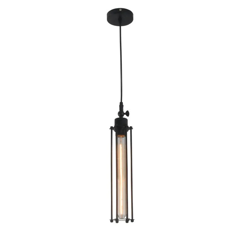 American small droplight dining table pendant light wrought iron black single head