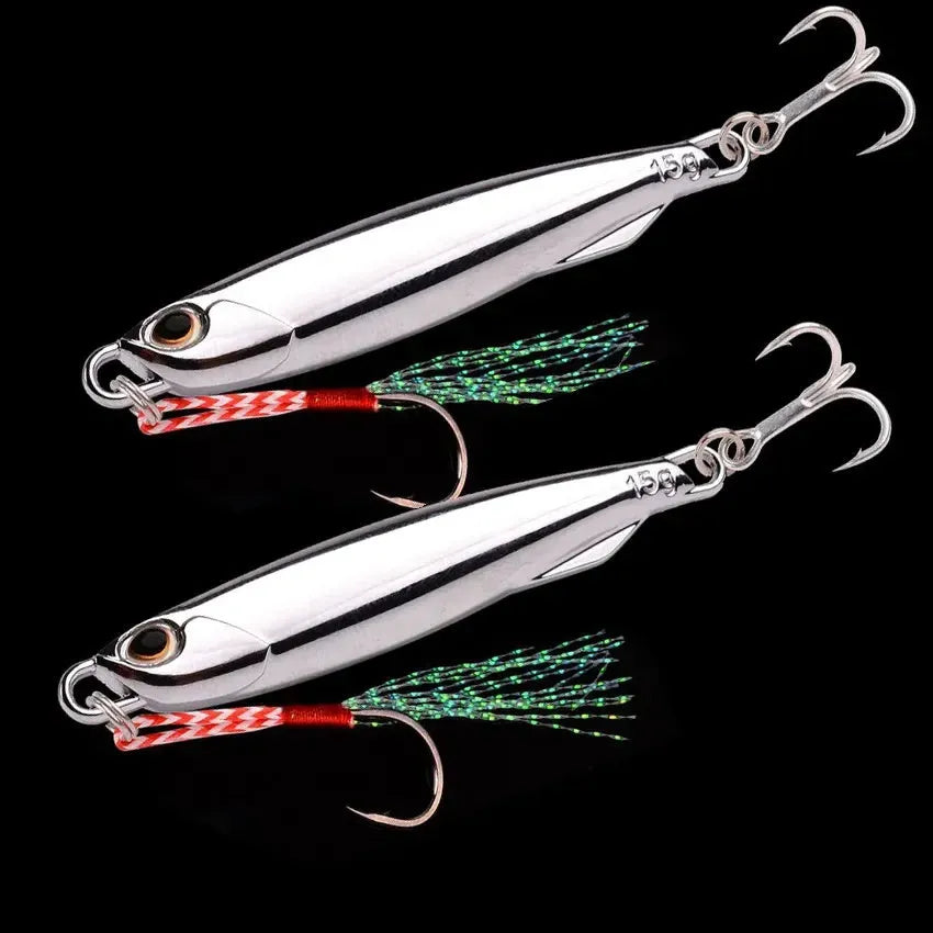 15g plating silvery metal jig lure for sea fishing in pack of 5 with OPP bag