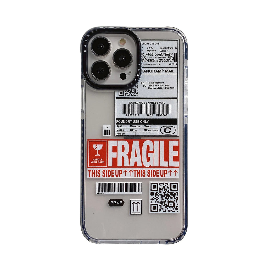 Travel ticket label transparent TPU phone case for Apple iPhone, anti-drop protective cover with coloured painting design