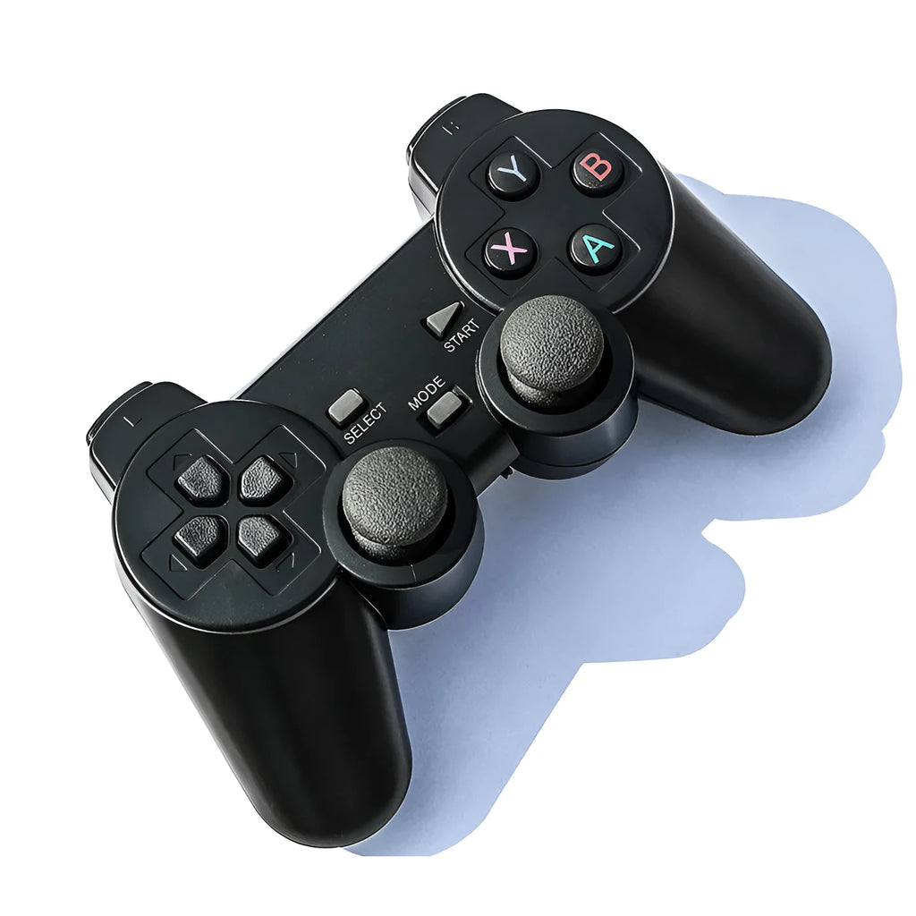 Black wireless 2.4GHz gamepad controller with USB receiver for PC, Android TV, PS3 and STEAM gaming