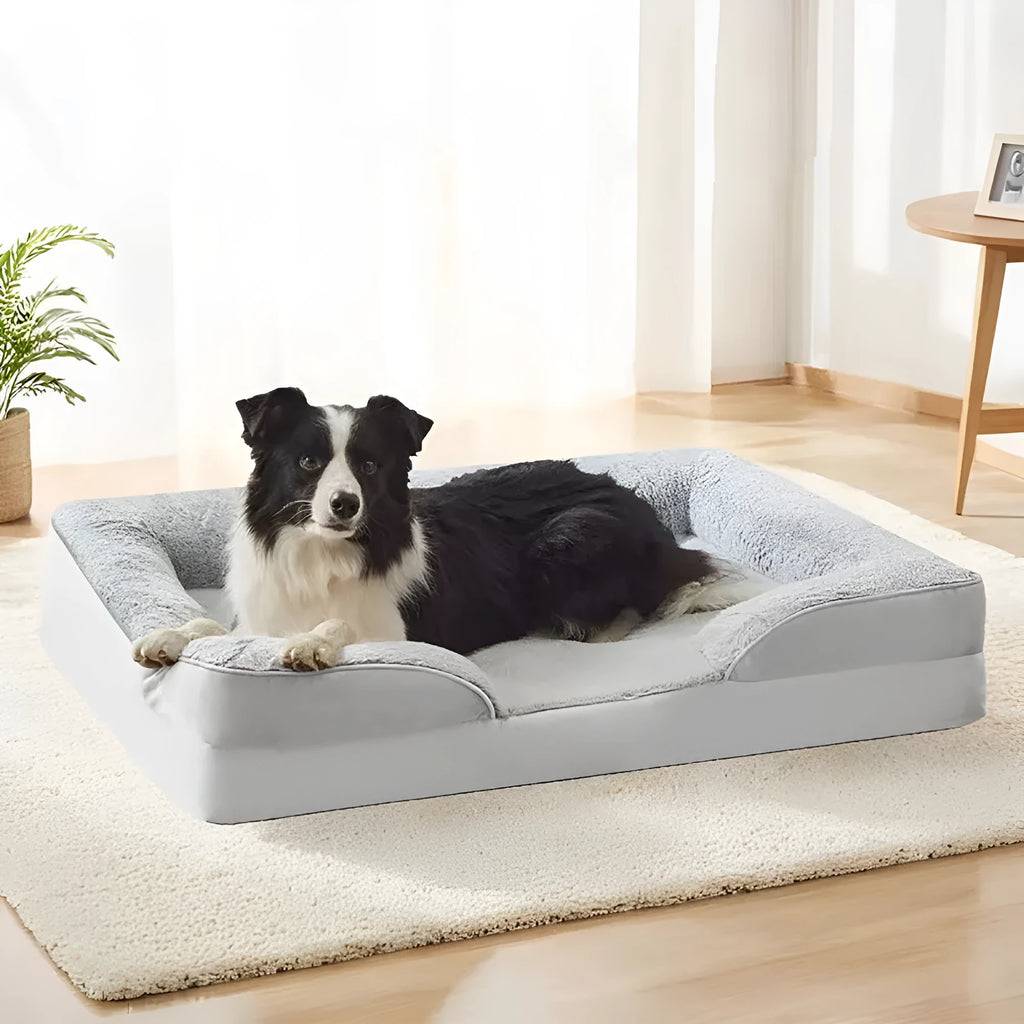 Waterproof dog bed sofa mat in Oxford fabric with raised edges, suitable for medium large dogs, L90x65x16CM size shown
