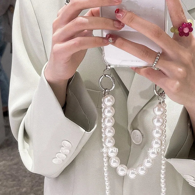 Big Pearl soft mobile phone case with decorative chain for Apple iPhone, shown in product colour.
