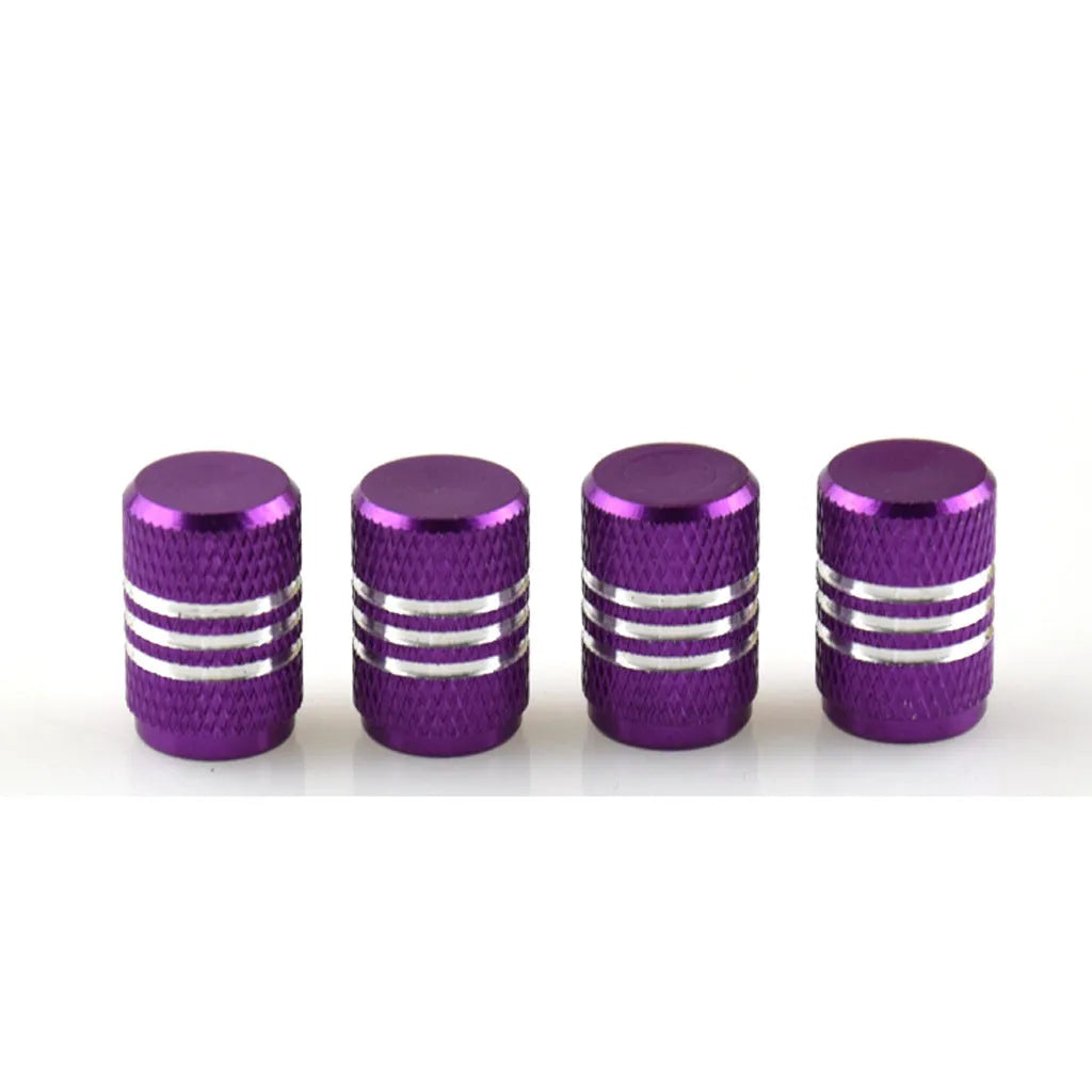 Stainless steel car tyre valve caps in ten colours including black, blue, gold and red