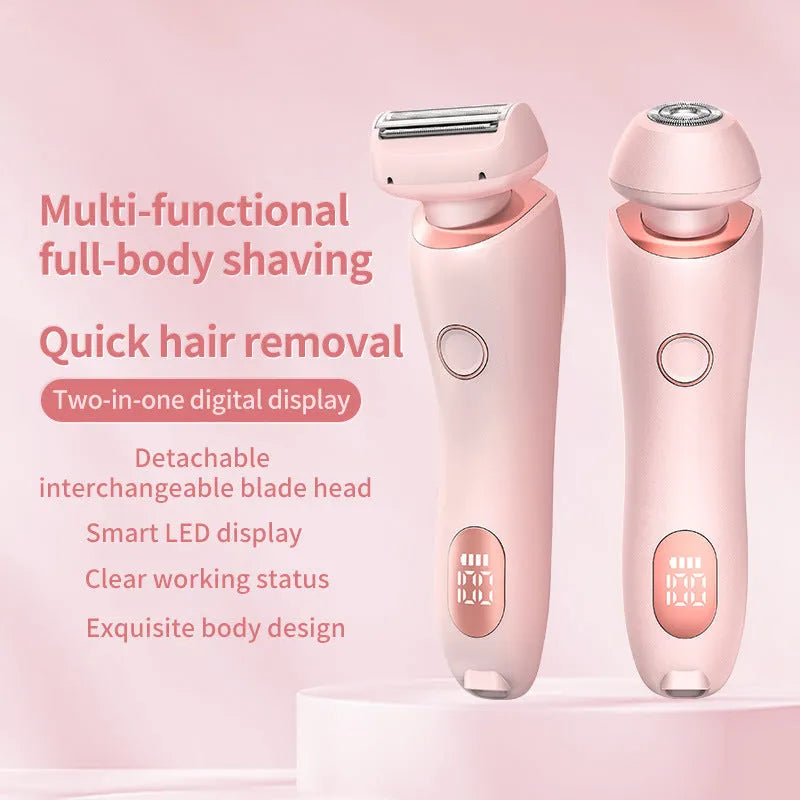 2 in 1 women's electric shaver with foil and rotary heads, pink or blue, IPX7 waterproof