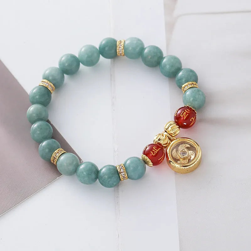 Natural agate lotus seedpod bracelet with jade colour electroplated finish on wrist