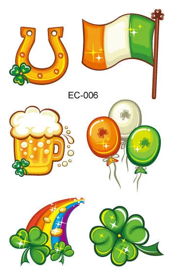 St. Patrick’s Day clover tattoo sticker 120 × 75 mm paper water transfer