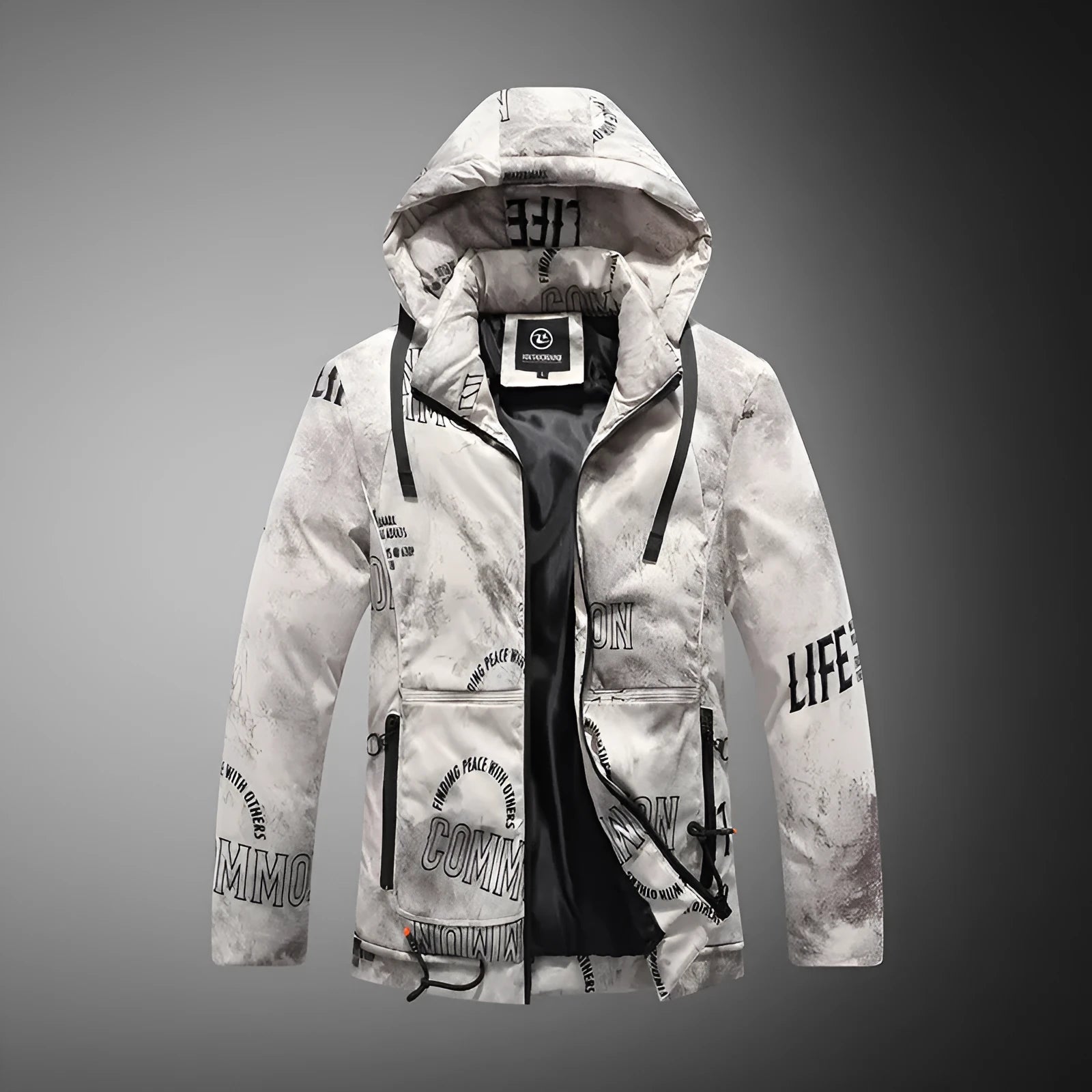 Men winter jacket with velvet pattern in black, thickening plus velvet cotton coat