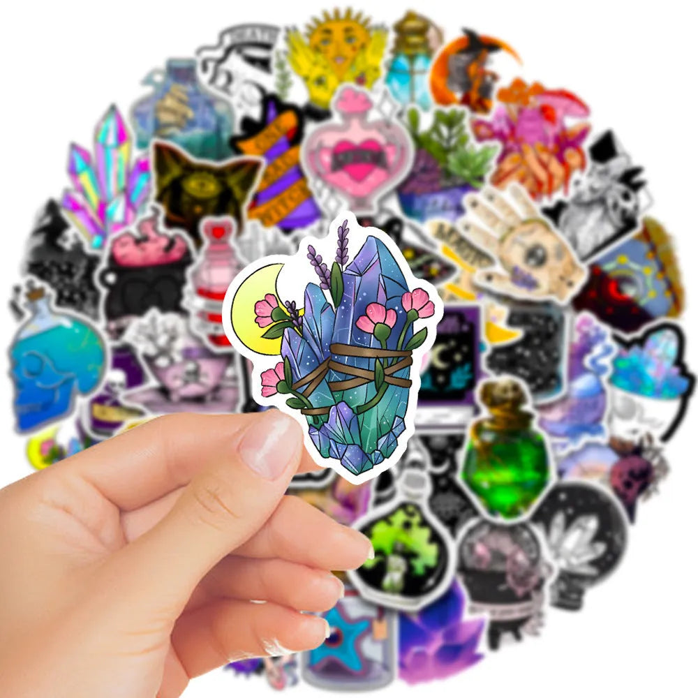 Set of 50 waterproof PVC graffiti stickers in various designs for luggage and smooth surfaces