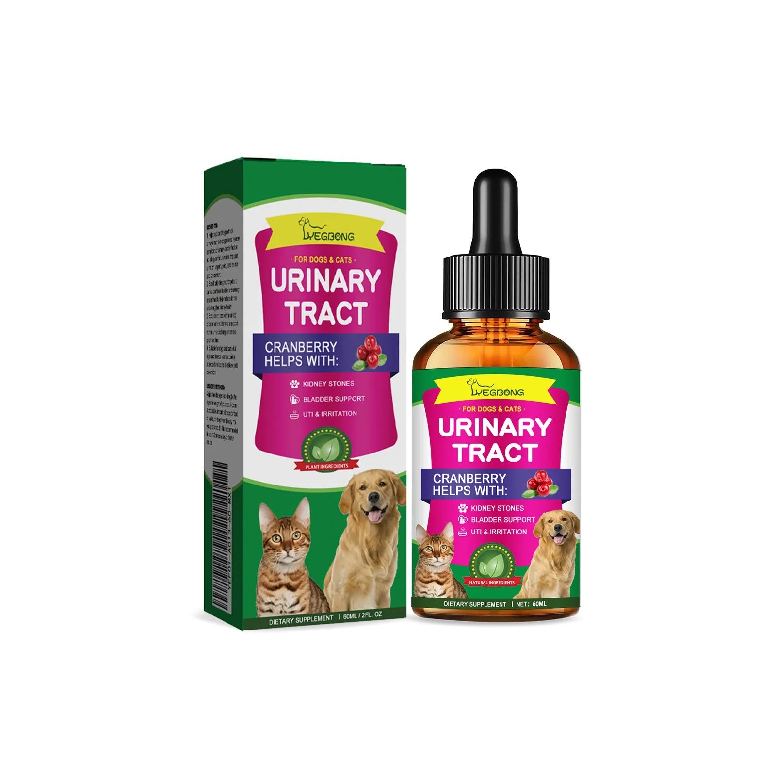 60ml pet pain relief liquid drops bottle with natural botanical extracts