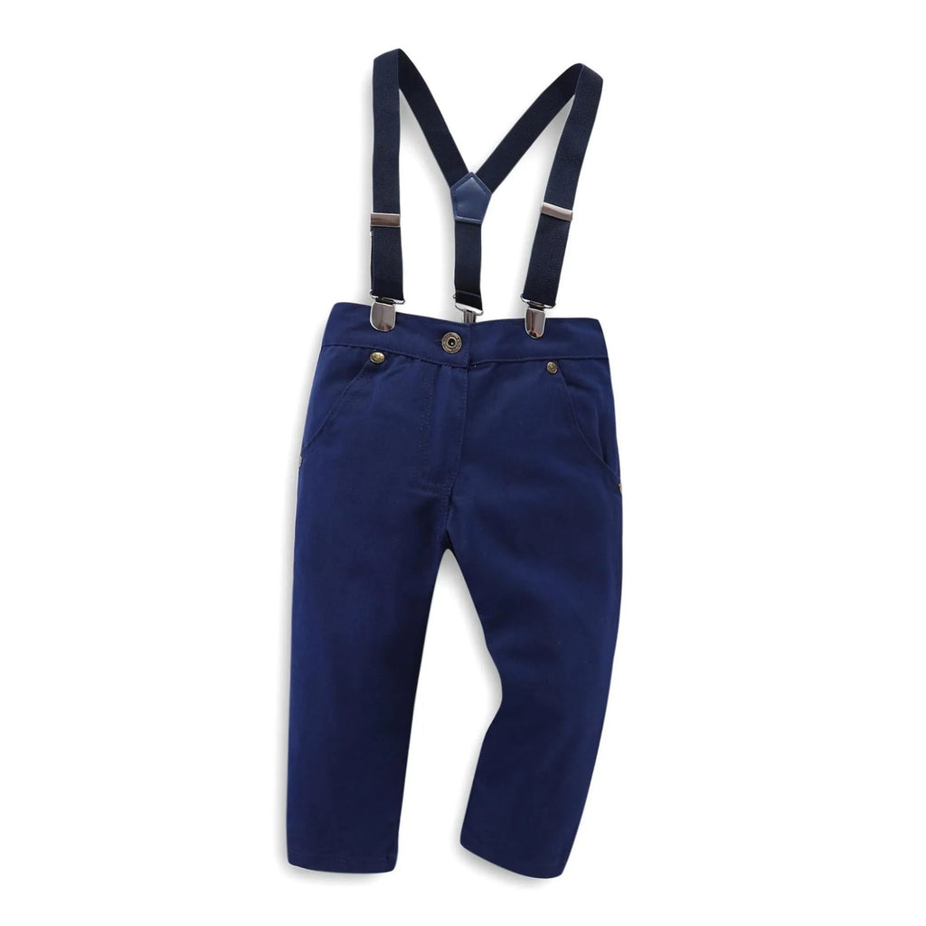 Blue plain European American style suit for a boy, suitable for heights 90cm to 130cm.