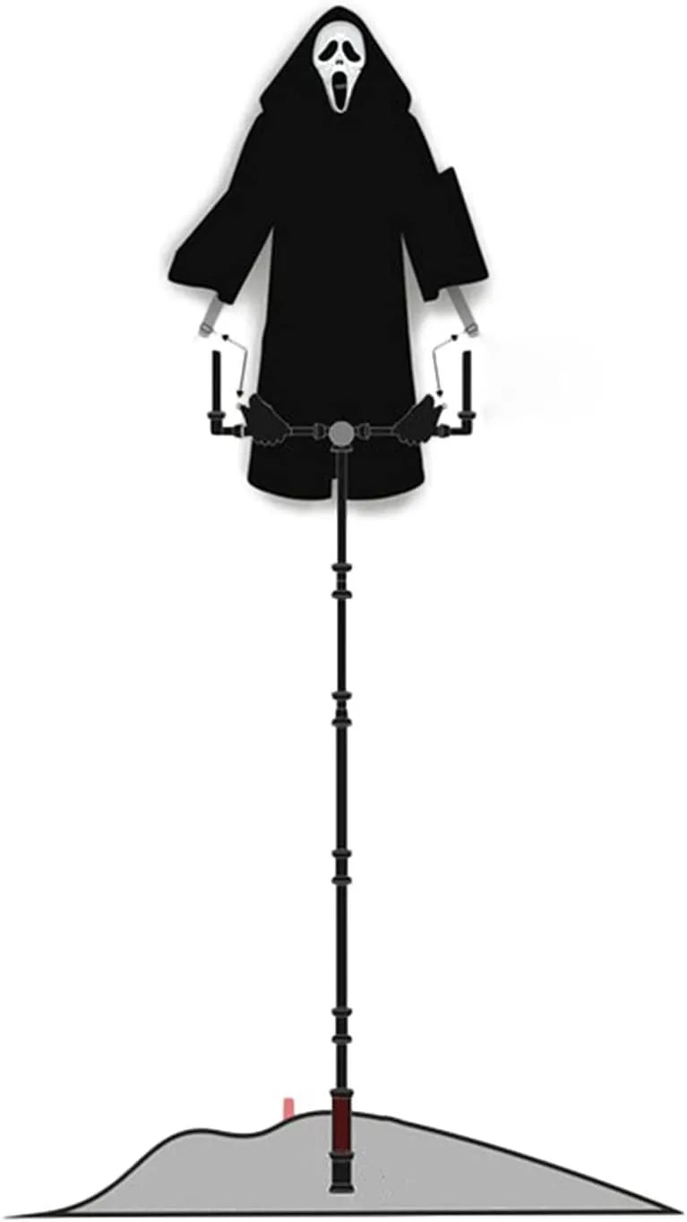 Plastic skeleton scarecrow Halloween decoration with screaming skull, measuring 70cm tall.