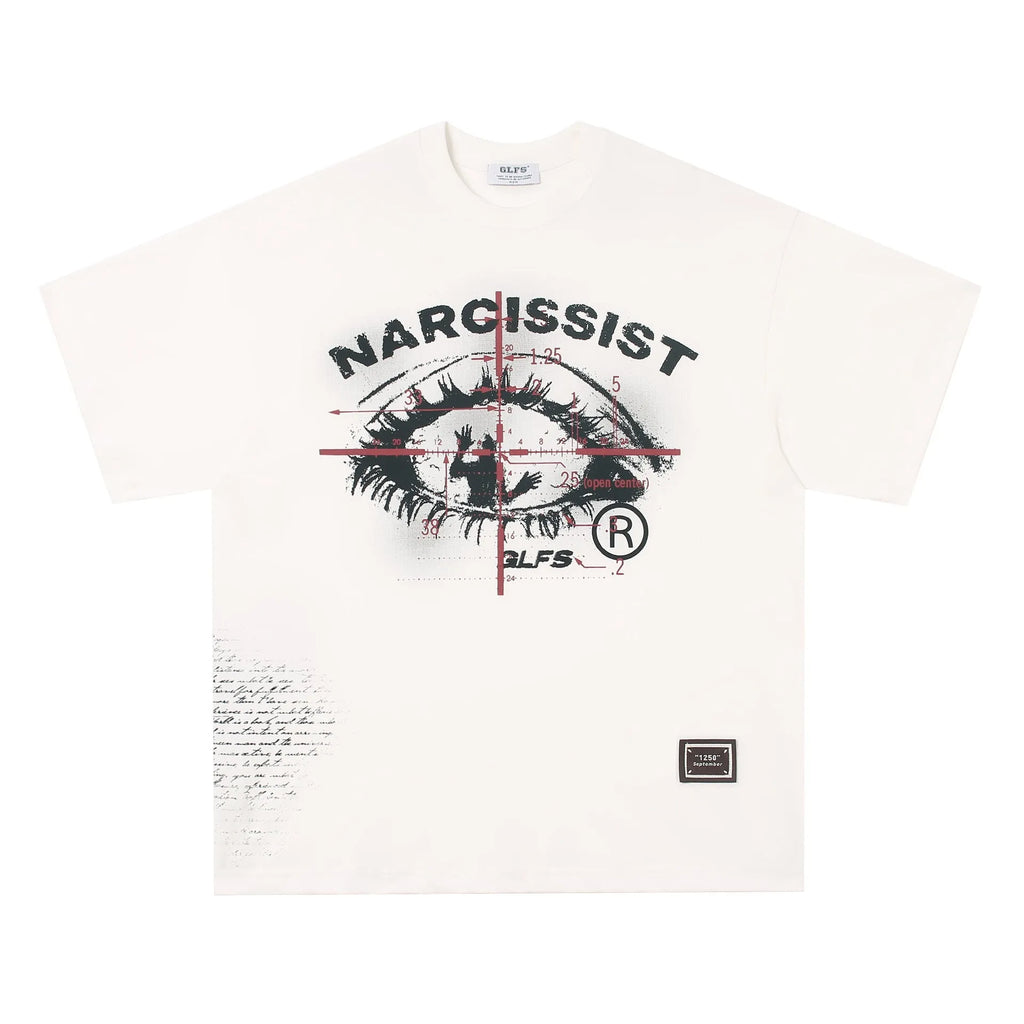 Retro hip hop gothic cotton T-shirt with letter print in black and white colours