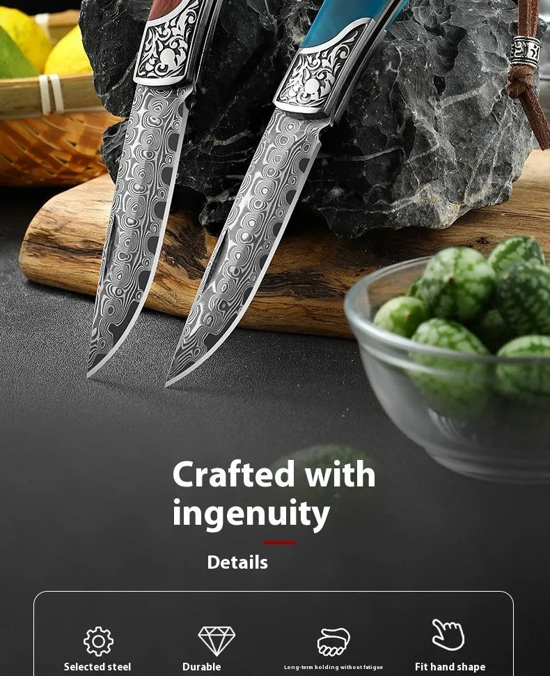VG10 stainless steel folding knife with national style handmade craftsmanship