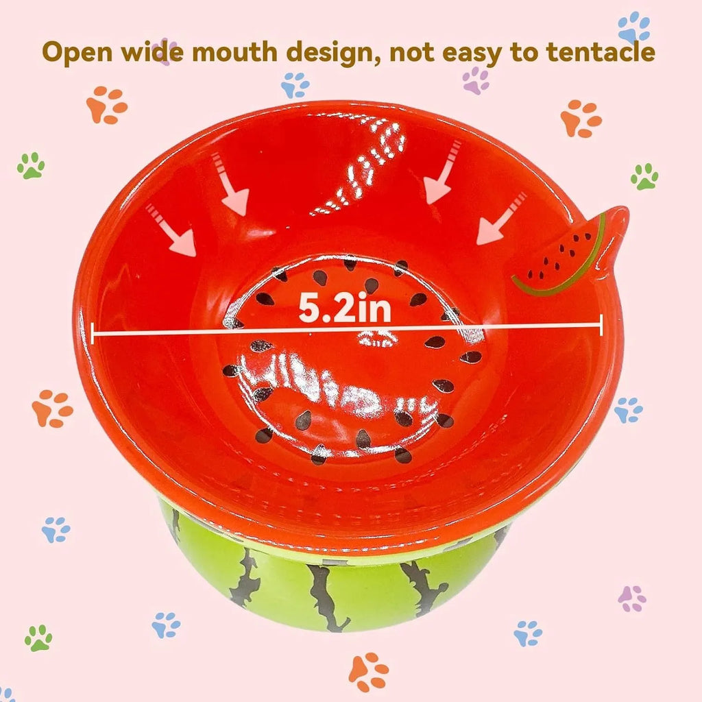 Ceramic raised cat bowl with tilted design in orange colour