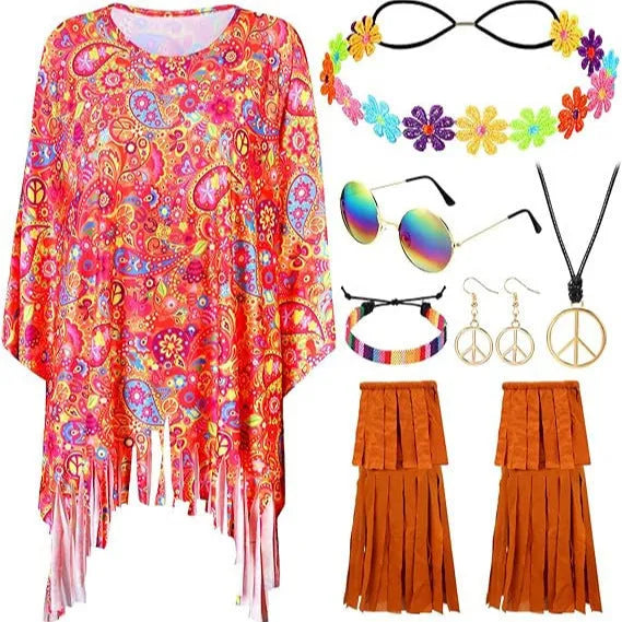 Tie dye cloak costume in free size spandex with irregular shape and sleeveless bell sleeves