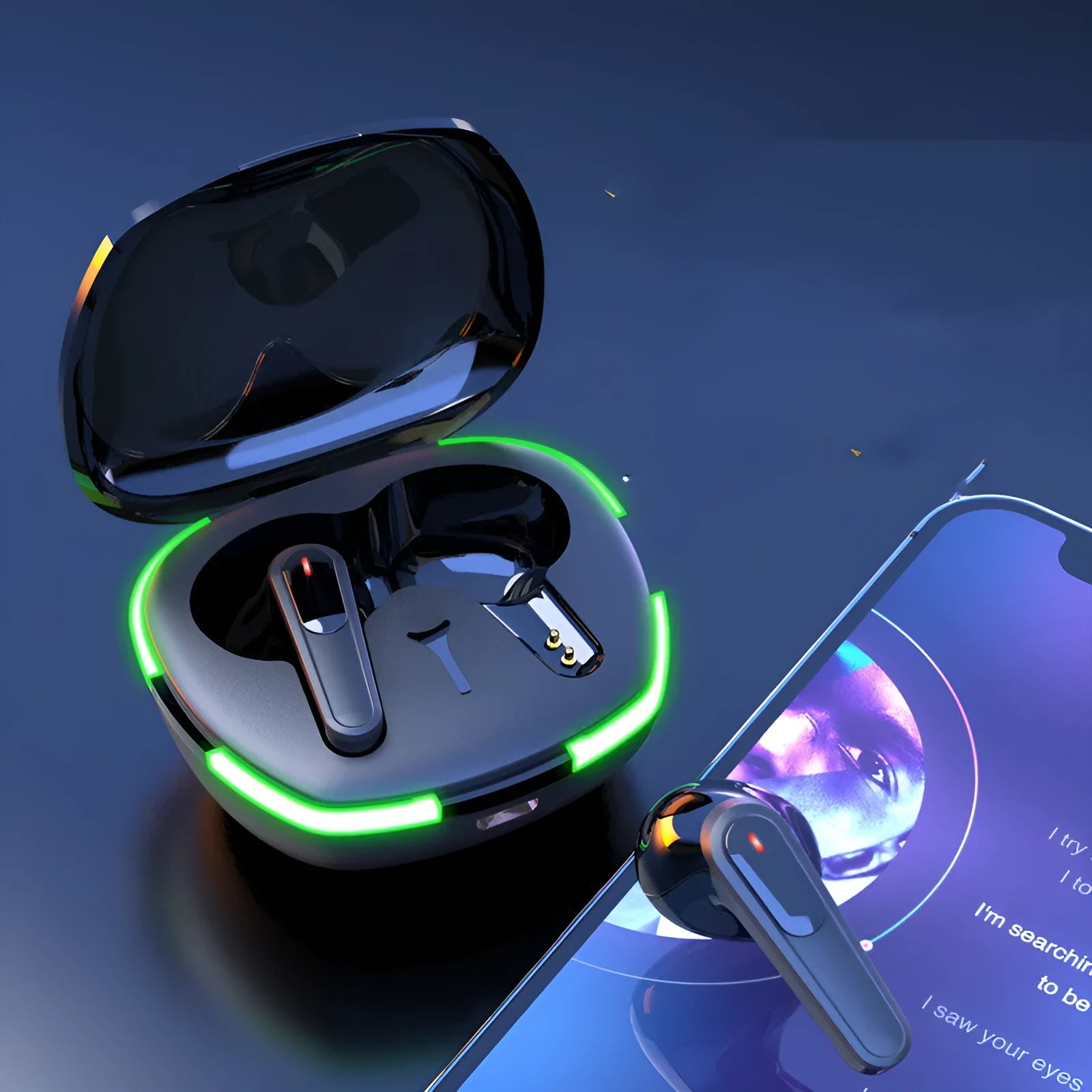 Black matte finish Pro60 Bluetooth wireless headset with half-in-ear design and charging case.