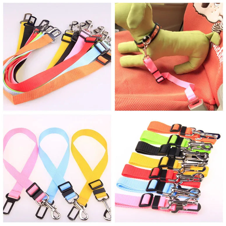 Fixed strap polyester dog leash pet car seat belt adjustable length 60-70cm black