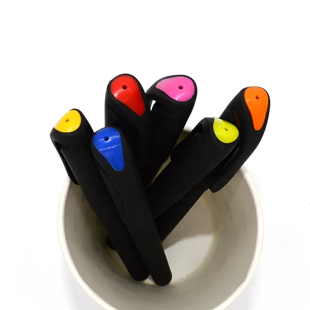 Plastic gel pen with black ink refill measuring 14cm length in random colour barrel selection