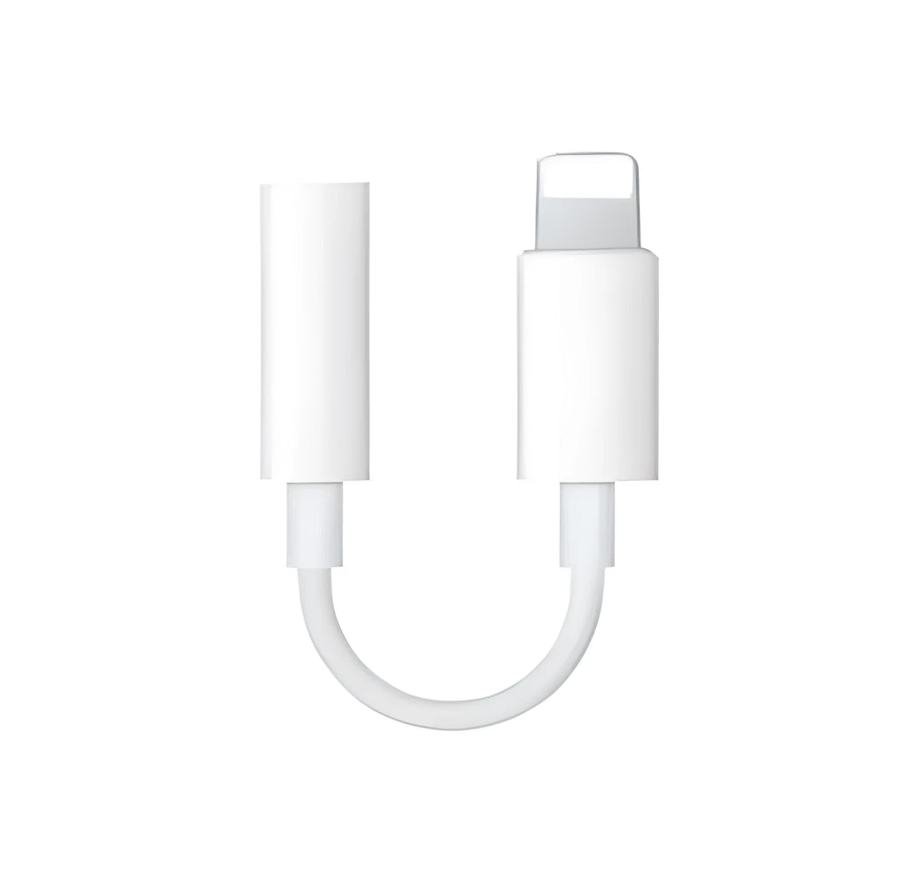 White Lightning to 3.5mm audio adapter cable for iPhone models with 7cm length
