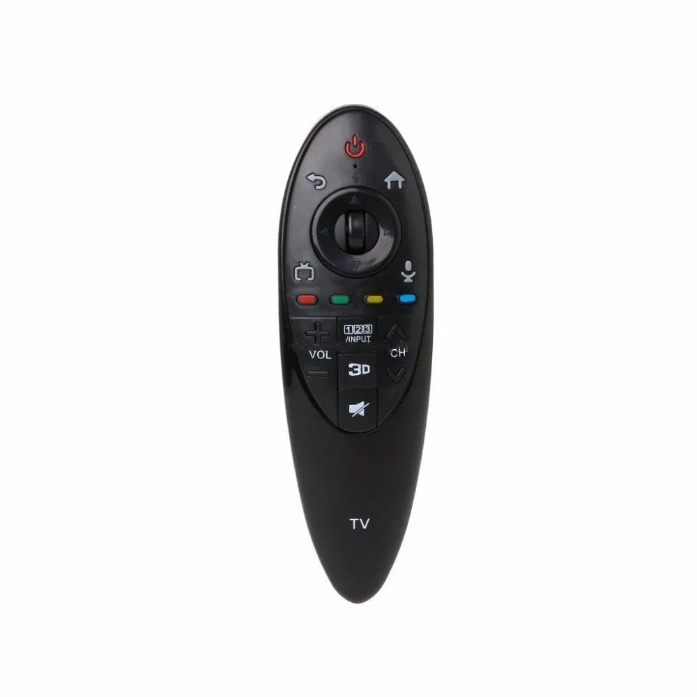 Black universal remote control for LG AN-MR500G and AN-MR500 Smart TVs showing front button layout