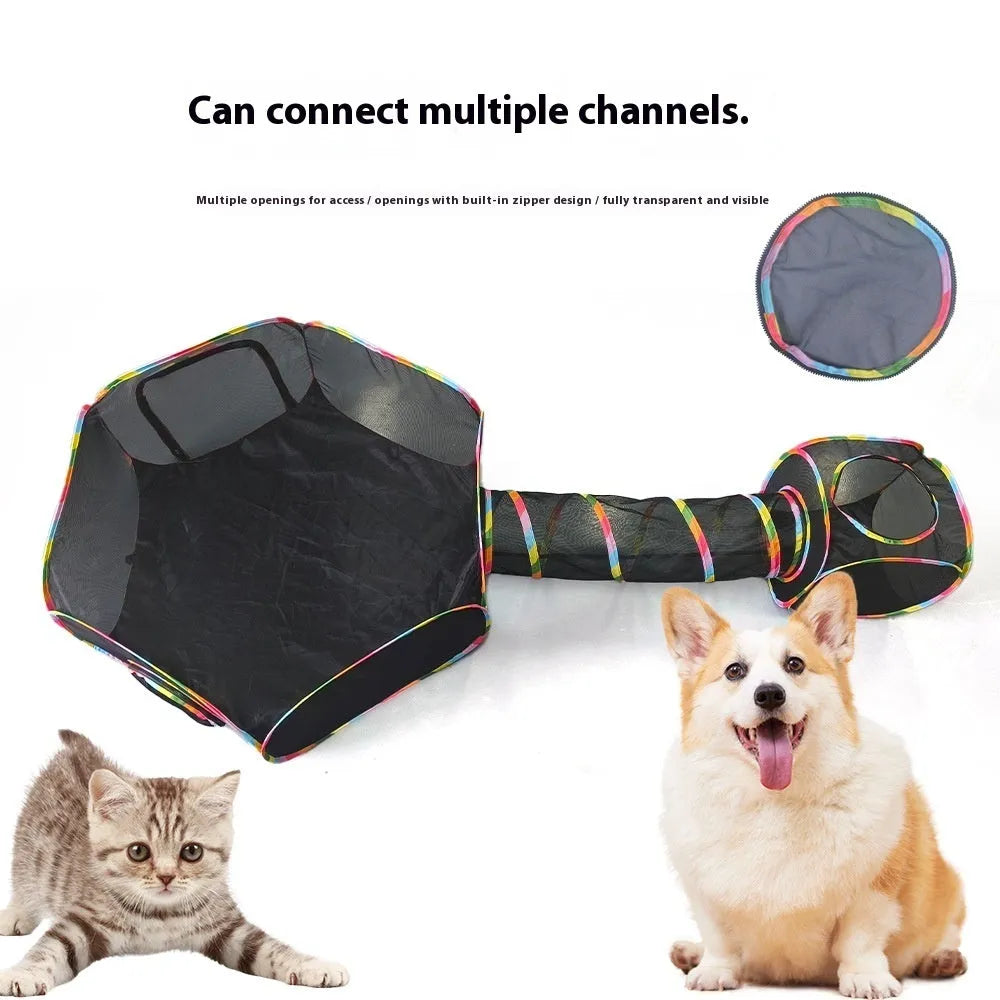 Foldable mesh cat cage in one of five style options with included cat nest toy