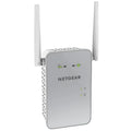 NETGEAR white dual-band WiFi range extender with 1200Mbps speed and gigabit port