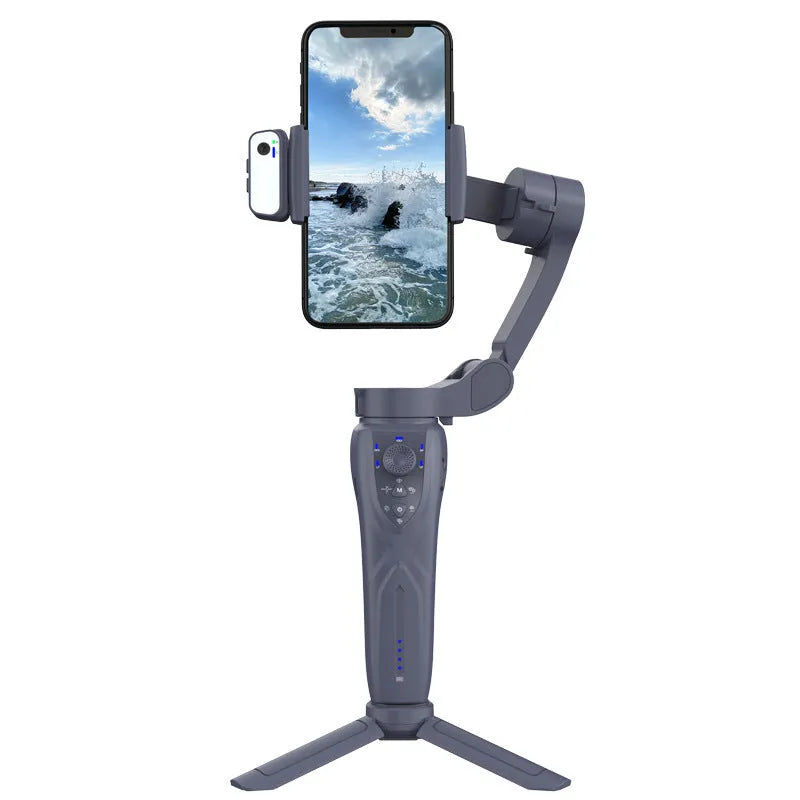 Three-axis anti-shake phone bracket with AI module in English version, ABS construction, small holder and charging cable included