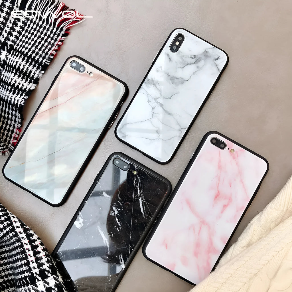 Marble glass phone case with soft TPU edge and HD glossy glass back for iPhone, Chinese style, in beige colour
