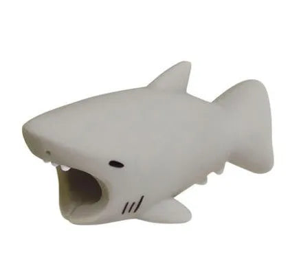 iPhone Lightning cable protector in an animal design, shown on the end of a charging cable.