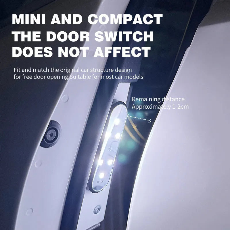 LED anti-collision warning light for car door edge mounted on a vehicle.
