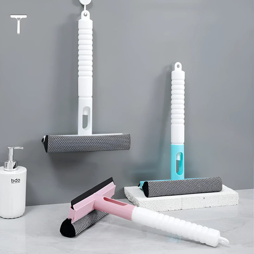 Multifunctional three-in-one TPR glass squeegee in green, pink, and white 94g 33x20x9cm