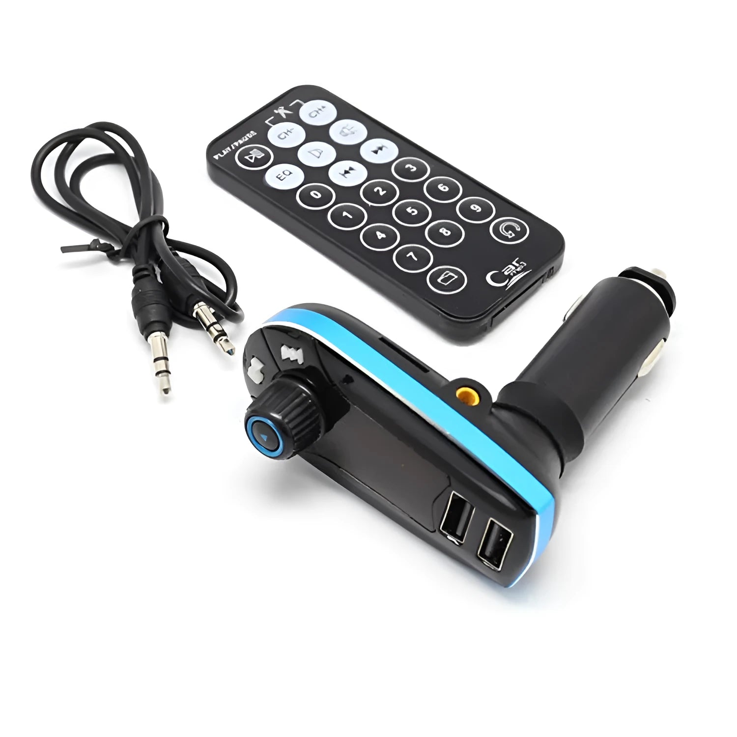 BT618C vehicle Bluetooth MP3 player and FM transmitter unit on a car dashboard