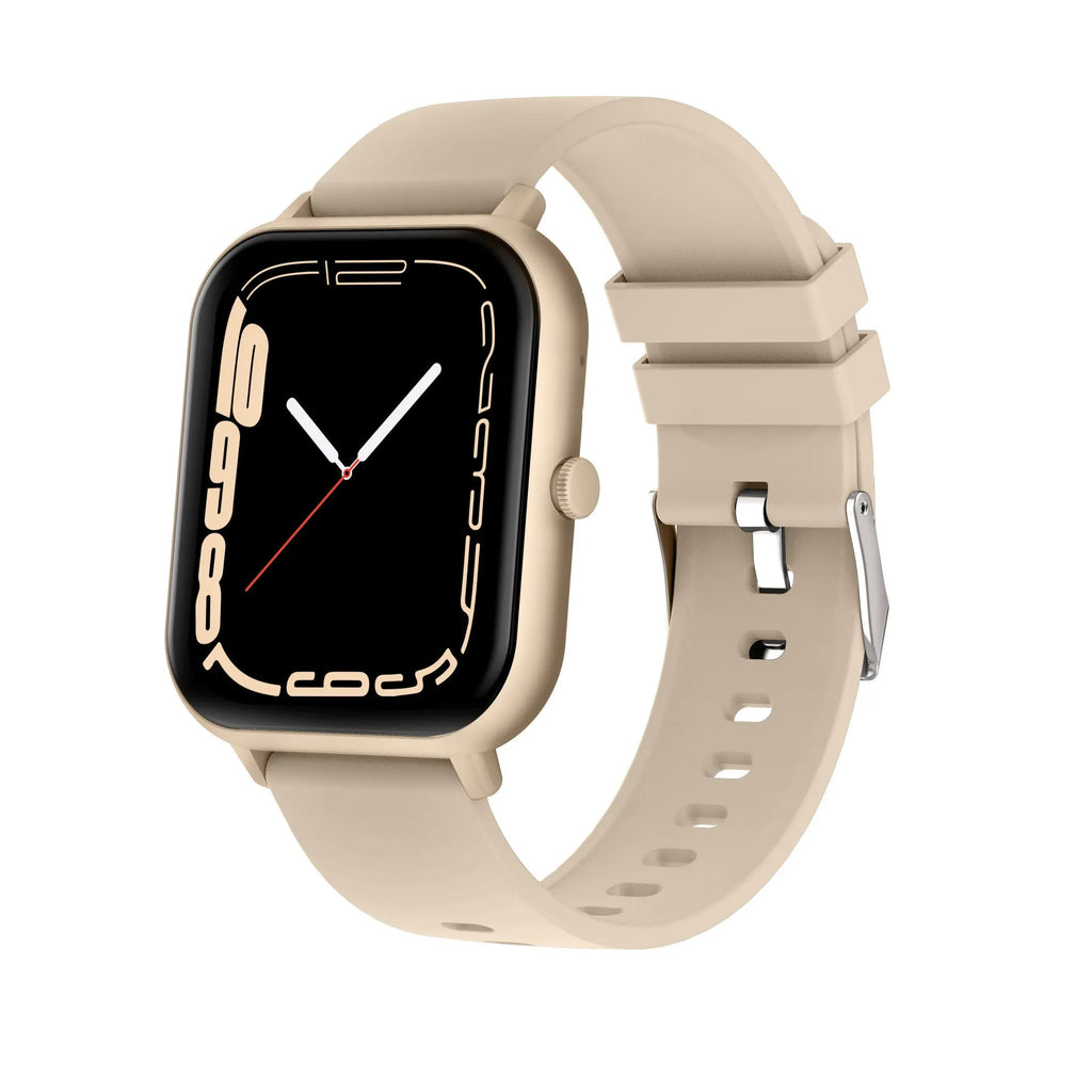 Bluetooth smart watch in black with a wrist strap, showing a TFT touchscreen display.