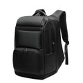 Black multifunctional nylon backpack with polyester lining for business, travel, school, and leisure use