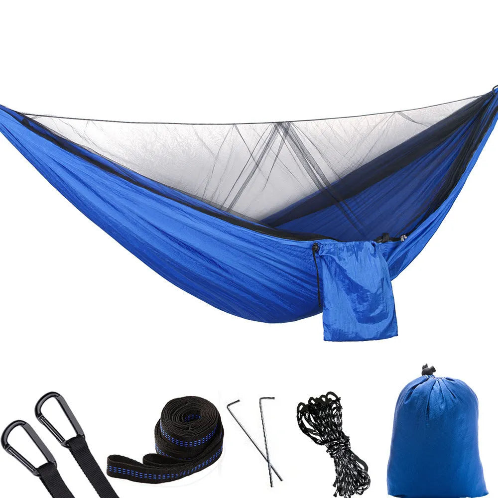 Anti-mosquito outdoor camping hammock nylon double 290x140cm 200kg capacity ArmyGreen