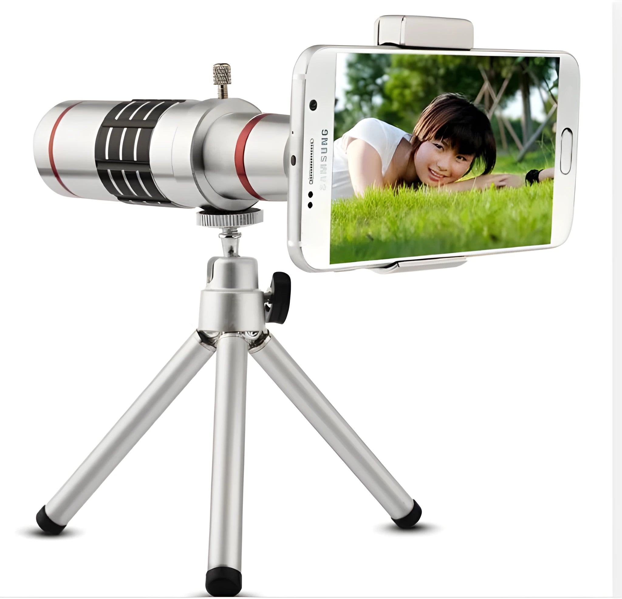 White 18x zoom optical telescope lens with 31mm lens diameter and 18-degree viewing angle