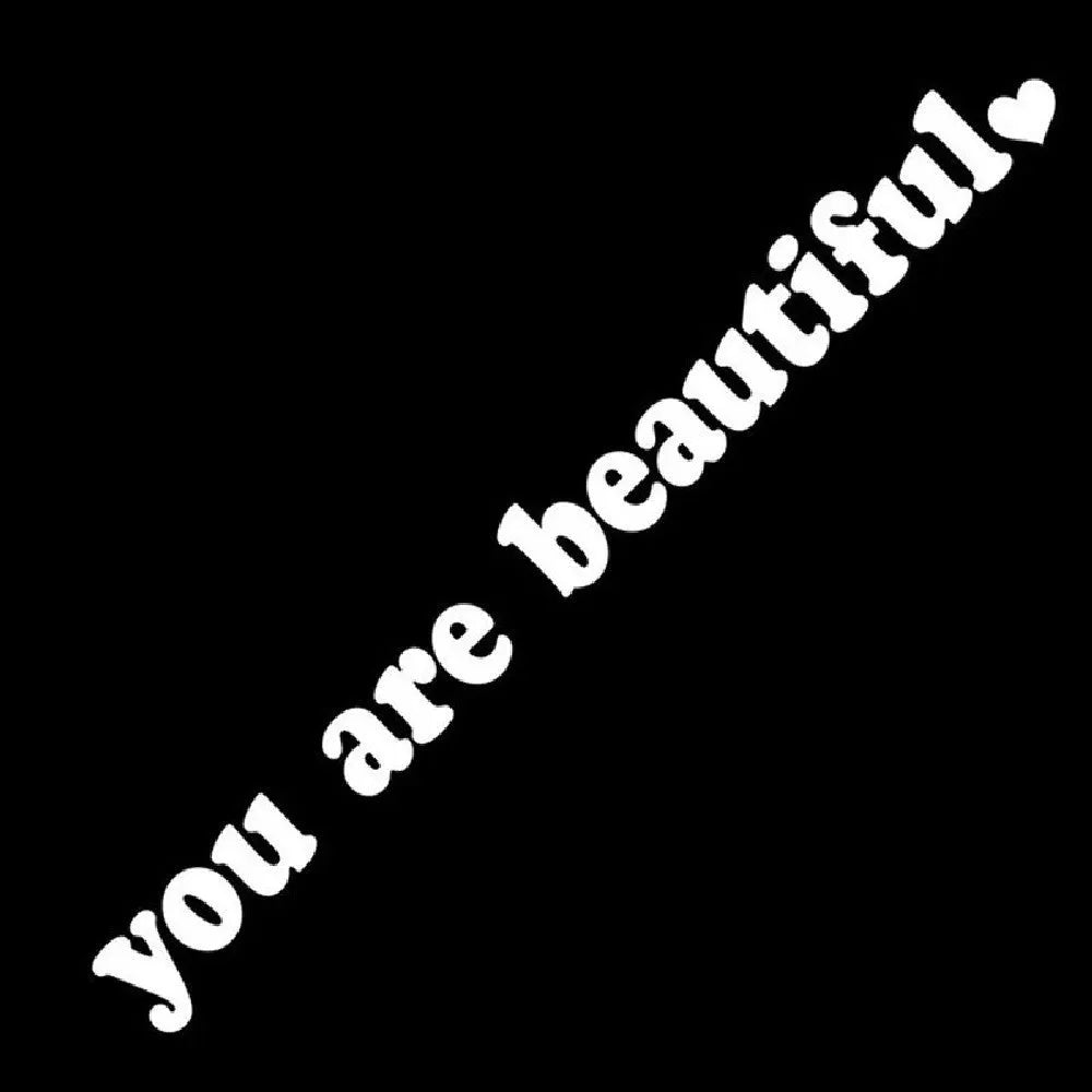 You Are Beautiful sport PVC vinyl sticker in multiple colour options showing dimensions