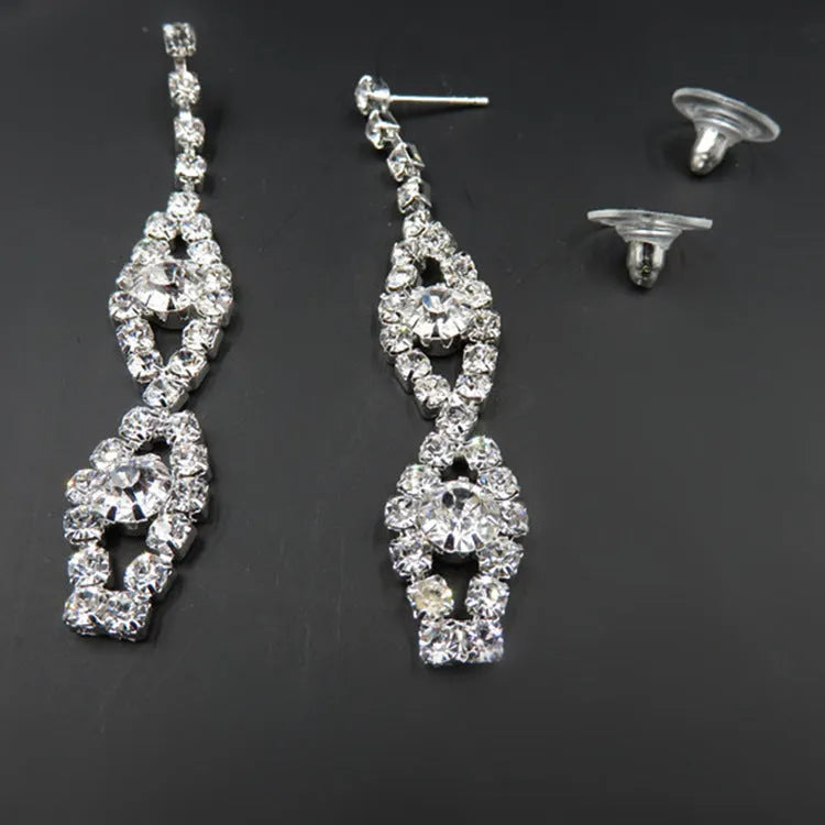 Two-piece alloy bride jewellery set with electroplated finish, matching fashion jewellery pair
