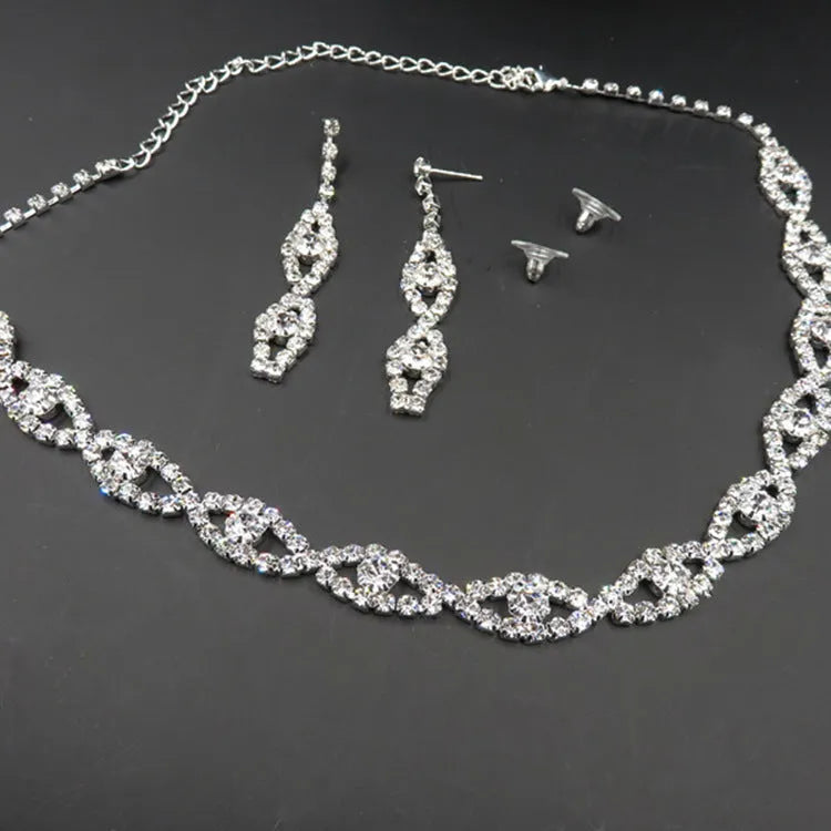 Two-piece alloy bride jewellery set with electroplated finish, matching fashion jewellery pair