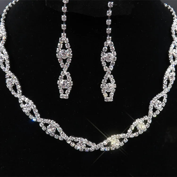 Two-piece alloy bride jewellery set with electroplated finish, matching fashion jewellery pair