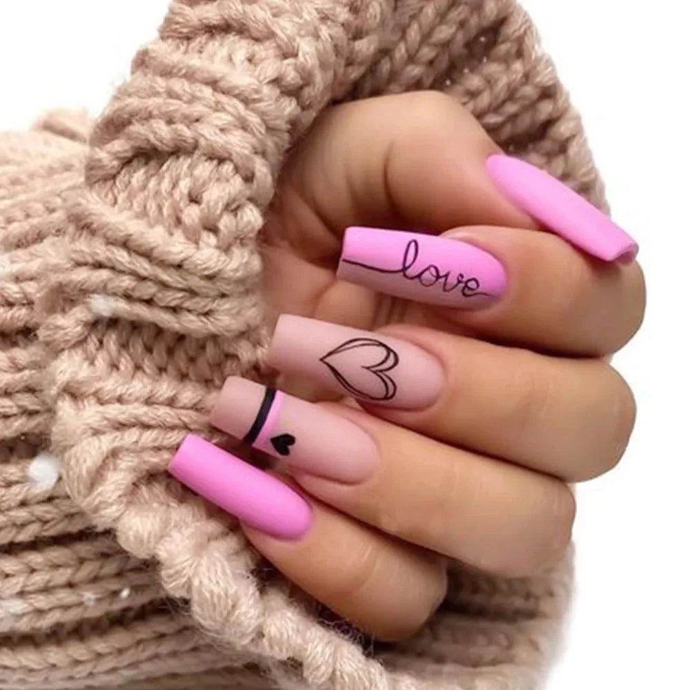 Love lip print letter nail sticker sheet measuring 16x25.5cm with black and red kiss designs