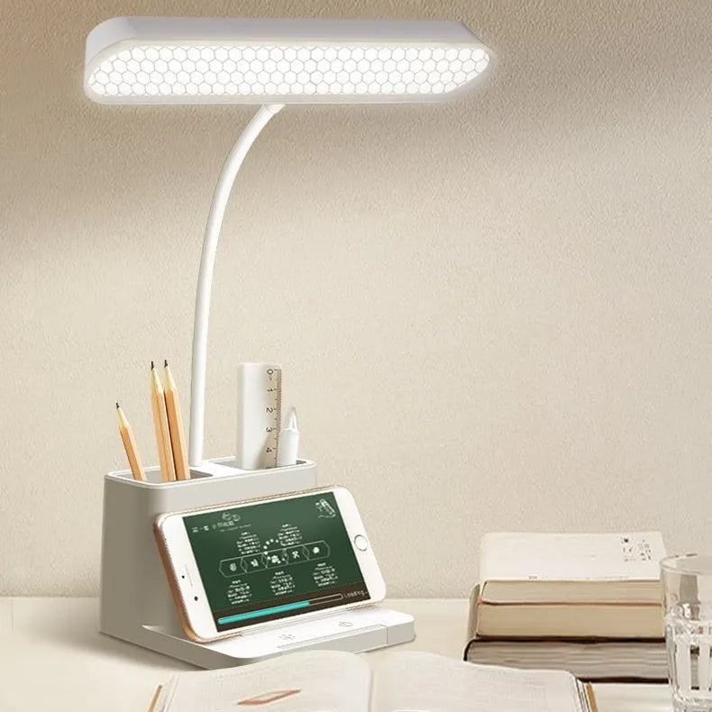 USB charging desk lamp with 26 LED beads, five-gear dimming, and Type-C interface in modern simple style